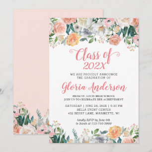 Garden Roses Floral Graduation Invitation