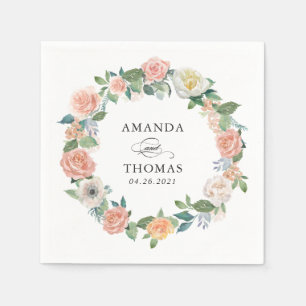 Garden Roses Floral Wedding Napkins