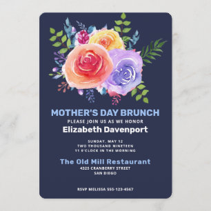 Garden Roses in Watercolor Mother's Day Brunch Invitation
