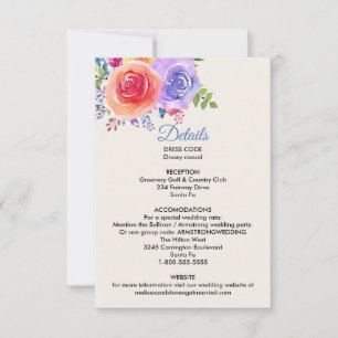 Garden Roses Watercolor Wedding Details Enclosure Invitation