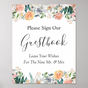 Garden Roses Wedding Guestbook Sign