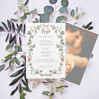 Garden Sage Green Save The Date Invitation Photo
