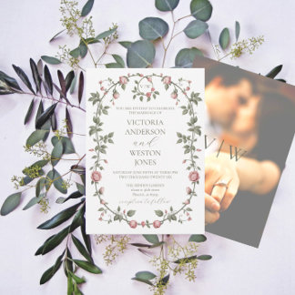 Garden Sage Green Wedding Photo Invitation