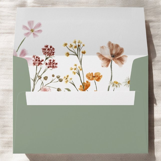 Garden Sage Green Wildflower Bridal Shower Envelope (Creator Uploaded)