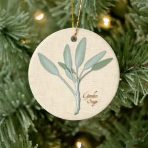 Garden Sage Herb Ceramic Ornament