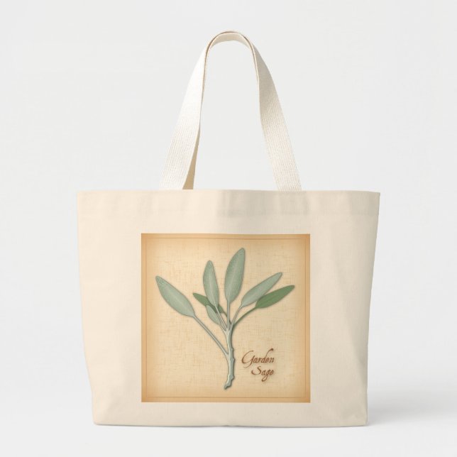 Garden Sage Herb Large Tote Bag (Front)