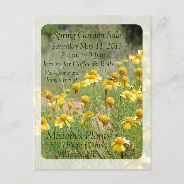 Garden Sale Invitation Postcard (Front)