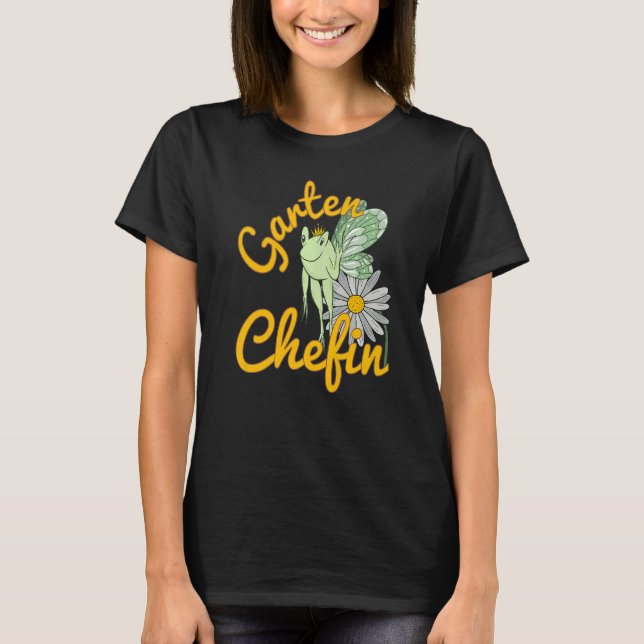 Garden Saying Garden Chef Frog Elf With Flower T-Shirt (Front)