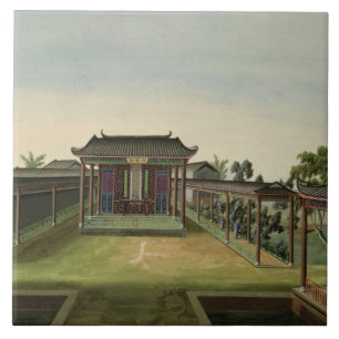 Garden Scene, c.1820-40 (w/c on paper) 2 Ceramic Tile