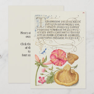 Garden Scene with Flowers, Butterfly and Mushroom Invitation