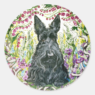 Garden Scottie Classic Round Sticker
