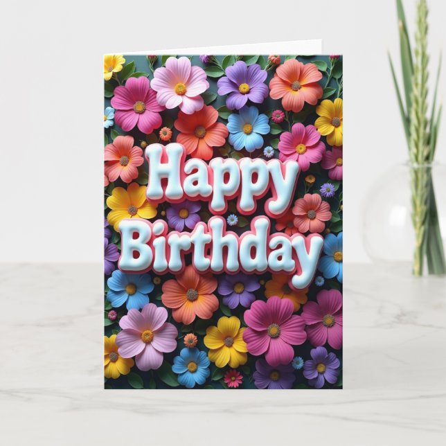 Garden Script Birthday Card (Front)