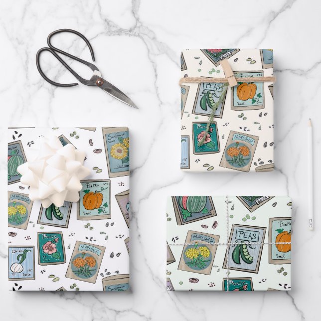 Garden Seed Packs Paper Set of 3 (Front)