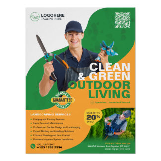Garden Services, Landscaping Glossy Poster