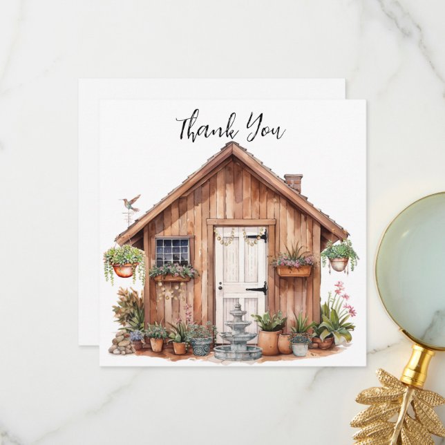 Garden Shed and Happy Place | Plants | Fountain Thank You Card (Front/Back In Situ)