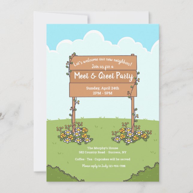 Garden Sign Meet and Greet Party Invitation (Front)