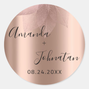 Garden Skinny Simply Name Date Black Classic Pink Round Sticker