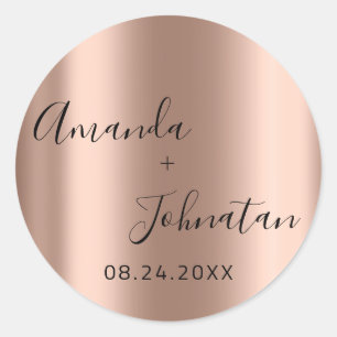 Garden Skinny Simply Name Date Black Classic Round Sticker