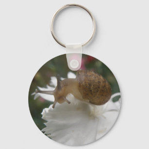 Garden Snail and White Carnation Keychain