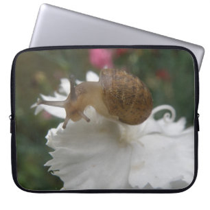 Garden Snail and White Carnation Laptop Bag