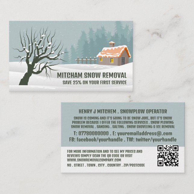 Garden Snow, Snow Removal Company Advertising Business Card (Front/Back)