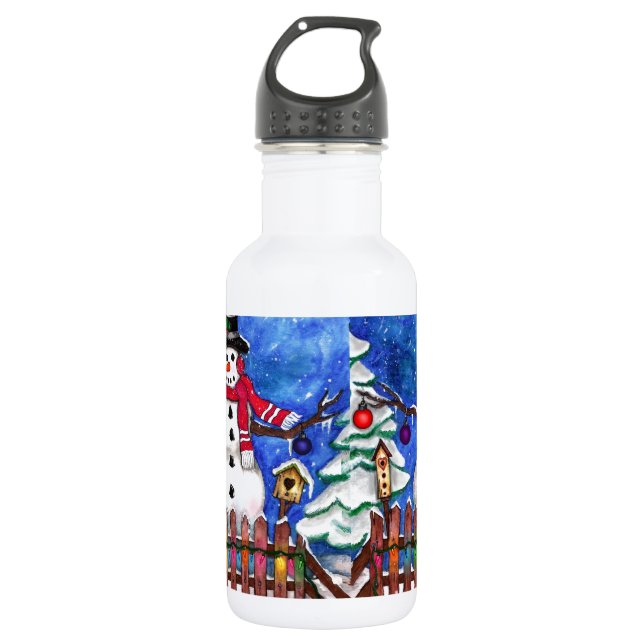Garden Snowman 532 Ml Water Bottle (Front)