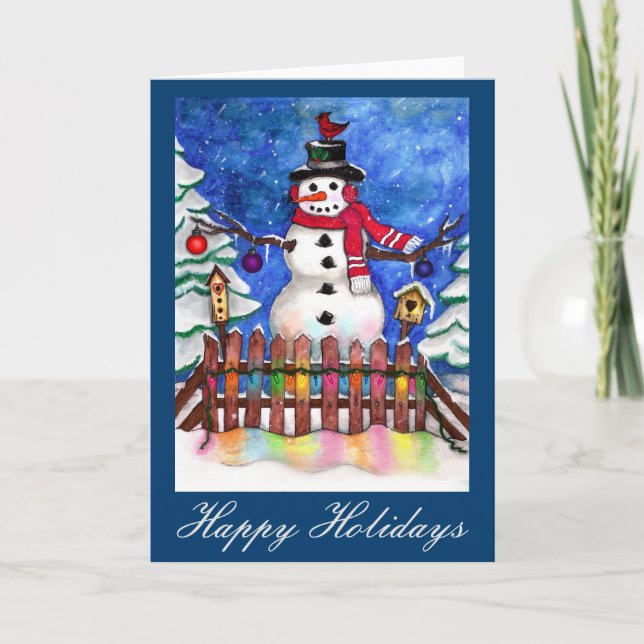 Garden Snowman Holiday Card (Front)