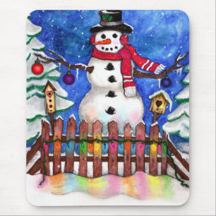 Garden Snowman Mouse Pad
