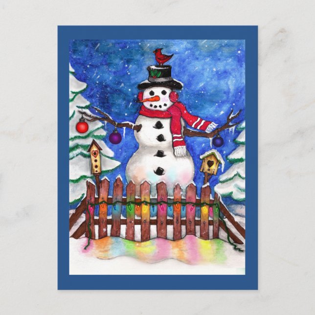 Garden Snowman Postcard (Front)