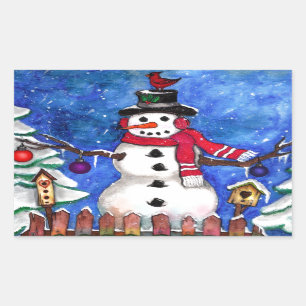Garden Snowman Rectangular Sticker