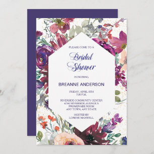 Garden Splash Modern Floral Bridal Shower Invitation