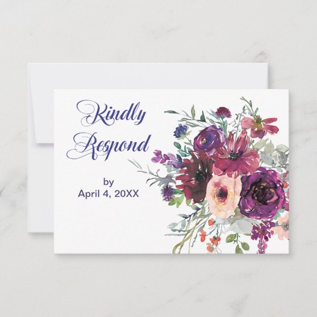 Garden Splash Modern Floral Wedding RSVP (Front)