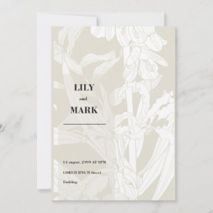 Garden spring flowers. Engraved background. Invitation