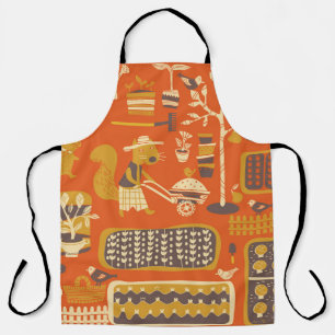 Garden Squirrels: Whimsical Animal Scene Apron