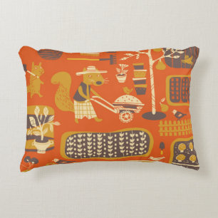 Garden Squirrels: Whimsical Animal Scene Decorative Cushion