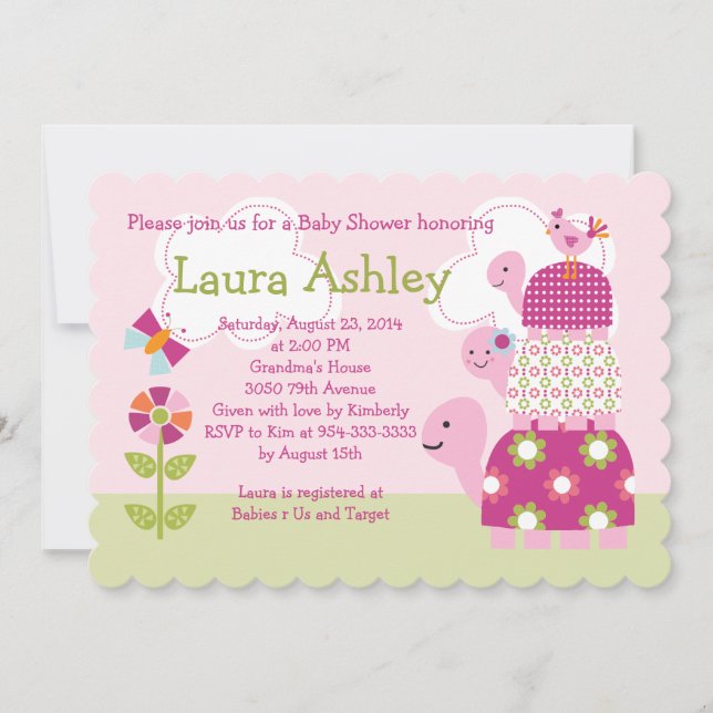 Garden Stacked Turtles Baby Shower Invitation (Front)