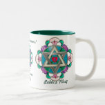 Garden Star (Personalised Mug) Two-Tone Coffee Mug<br><div class="desc">This wonderful ceramic mug makes a wonderful gift that can be inscribed with the recipient's name on each side and your message in the centre. Adorned with Leslie Sigal Javorek's original digital painting of an Art Nouveau-ish mandala with a heart inside a Star of David that's surrounded by highly stylised...</div>