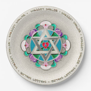 Garden Star Shabbos  Paper Plate