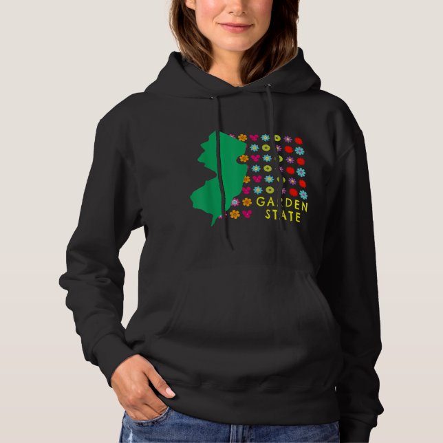 Garden State NJ Pretty Flowers New Jersey Map Grap Hoodie (Front)