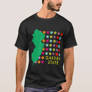 Garden State NJ Pretty Flowers New Jersey Map Grap T-Shirt