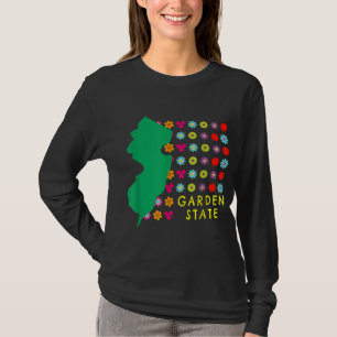 Garden State NJ Pretty Flowers New Jersey Map Grap T-Shirt