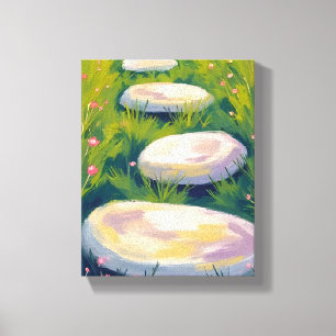 Garden Stepping Stones Watercolor Canvas Print
