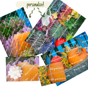 Garden still life with orange pumpkin wrapping paper sheet