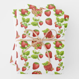 Garden Strawberries and Strawberry Jam  Wrapping Paper Sheet