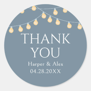 Garden String Lights Thank You Classic Round Sticker