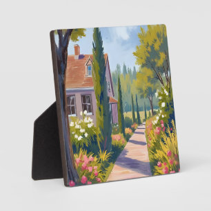 Garden Stroll Oil Painting Floral Path Art Plaque