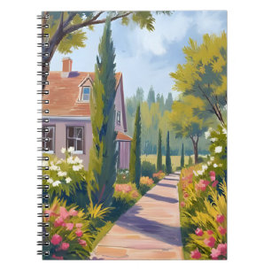 Garden Stroll Oil Painting Floral Path Notebook