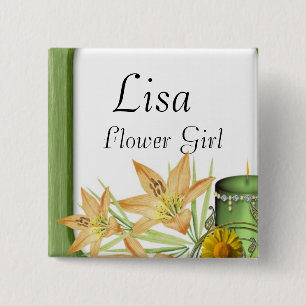 Garden Stylish Classy Flower Girl Wedding 15 Cm Square Badge