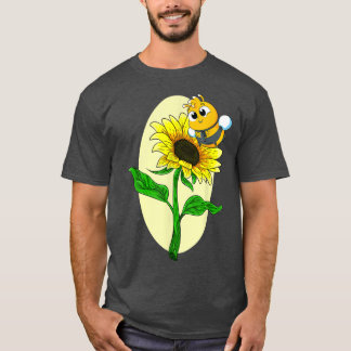 Garden Sunflower Cute Bee Yellow Flower Hippie Sun T-Shirt