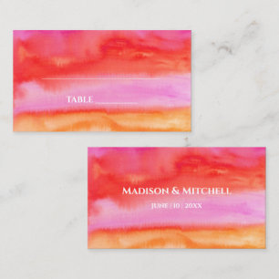 Garden Sunrise Pink Orange Watercolor Wedding Place Card